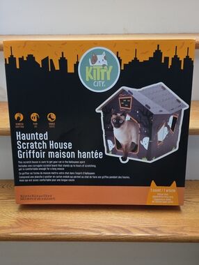 Kitty City Haunted Scratch House - Black & Orange NEW